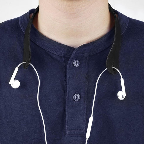 GEEKRIA Earphones Neck Strap, Soft Vegan Leather Anti-Lost Earbuds Holder Neck Band for Apple EarPods and Other Wired