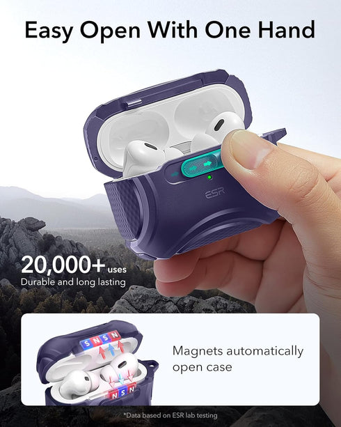 ESR for AirPods Pro Case (2023/2022/2019, 1st/2nd Gen), Cyber Series, Purple, Compatible with MagSafe