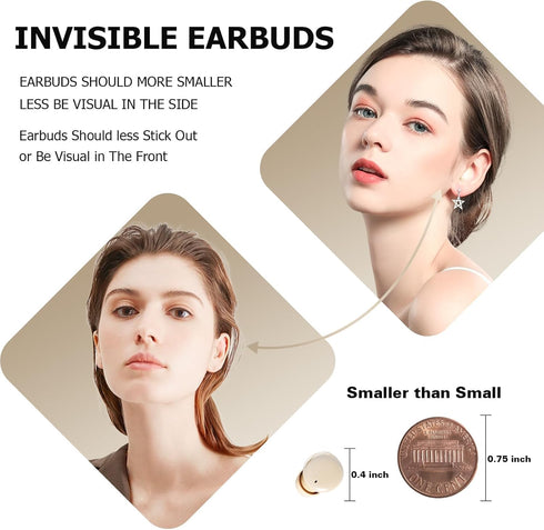 Invisible Wireless Earbuds Hidden Discreet for Work Audífonos Invisibles Tiny Micro Small Smallest Mini Earbuds Wireless Bluetooth Discreet Invisible Headphones