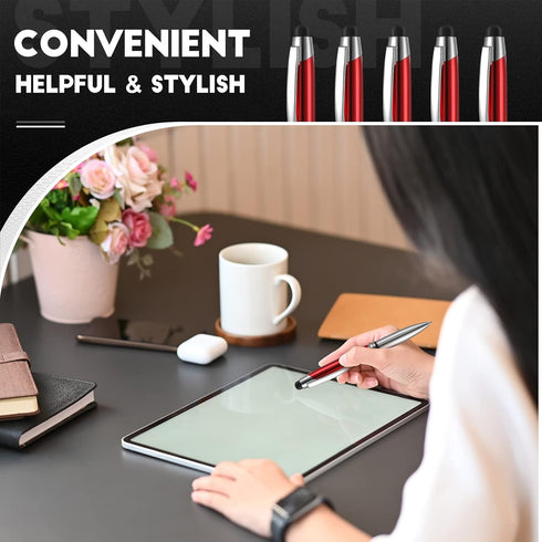 5 Pieces Stylus Pen for Touchscreen Devices, Multi-Function Capacitive Pen with LED Flashlight, 3 in 1 Metallic Pens