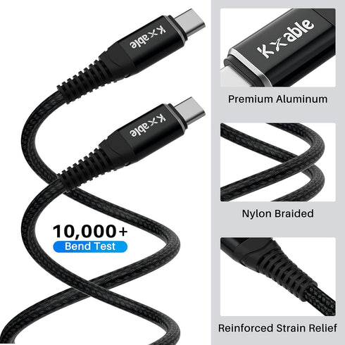USB C to C Cable 100W 2 Feet (2 Pack), Nylon Braided USB Type C Charging Cable, 5A Fast Charging for iPhone 15, MacBook