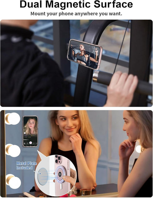 EWA MagOne Ultra (Plate Edition) Phone Grip Stand with Leather Finger Strap, Removable Magnetic Ring Holder Kickstand