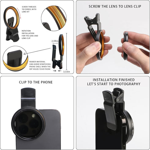 52MM Ultra Slim Circular Polarizer Filter, Multi-Coated CPL Lens Filter for iPhone 15/14/13/12/11 and Other Smartphones