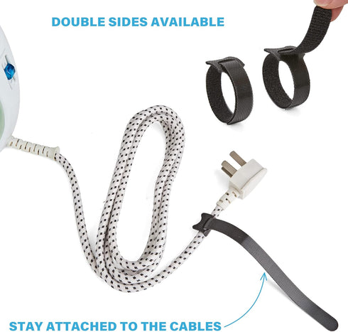 150 PCS Fastening Cable Ties Reusable, Multi-purpose 8 in Cable Management Ties with Hook and Loop