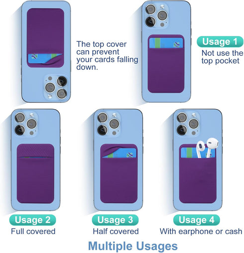 Costyle Slim Credit Card Holder for Back of Phone, Cell Phone Stick On Wallet.