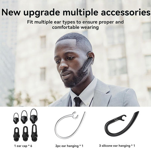 TMGADTDU Headset, 30Hrs 200 Bluetooth Single-Ear Wireless Earpiece with ENC Noise Canceling Mic, Call Time Handsfree