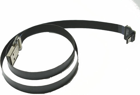 Black FPV Flat Slim Thin Ribbon FPC Cable, Micro USB 90 Degree Angle to Standard USB A for Sync and Charging (100CM)