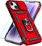 SunStory iPhone 14 Plus Case - with HD Screen Protector & Slide Camera Cover & Rotated Ring Kickstand - Red
