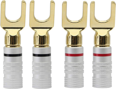 XMSJSIY Y Spade Plug, Speaker Spade Connector, Fork Spade Plug 45 Degree for Speaker Wire