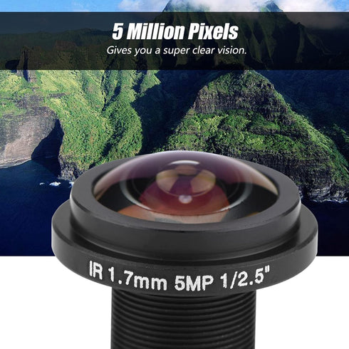 M12 Wide Angle Lens 3×3×3 5Mp Fisheye Security Camera Lens, 1.7Mm Length 185 CCTV Lens for Fisheye Security Cam