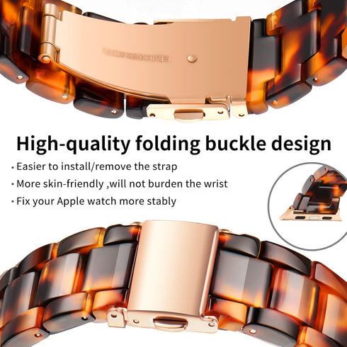 Bestig Compatible with Resin Apple Watch Band 38mm 40mm 41mm 42mm, Stainless Steel Buckle Waterproof Strap