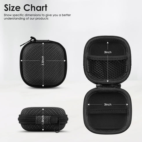 Earbud Case Hard EVA Earphone Carrying Storage Bag with Carabiner for Airpods, Headset, Flash Drive, Charging Cable