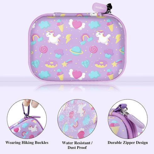 Leayjeen Kids Camera Case, Purple Unicorn for Goopow/Dwfit/Slothcloud/Colofree/KIZJORYA Kids Camera Toys, Best Easter