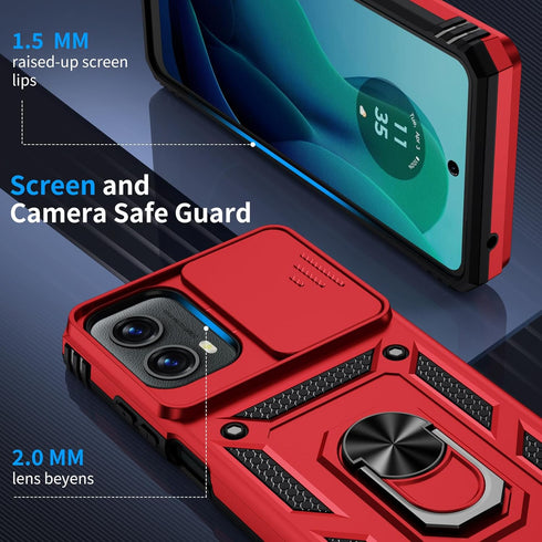 Motorola Moto G 5G 2024 Case (Red) - Military Grade 16ft Drop Tested with HD Screen Protector & Slide Camera Cover
