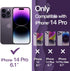 JETech Cute Case for iPhone 14 Pro 6.1-Inch, Wave Frame Curly Shape Shockproof Phone Cover for Women and Girls, Clear Hard PC Back (Deep Purple)