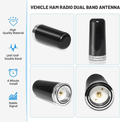 Anina 3DB 136-174MHz 400-470MHz, 3.5 Gain GMRS Antenna NMO Mount, Dual-Band UHF VHF Antenna NMO Connection for Midland