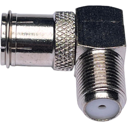 CESS Right Angle Coax F-Jack to F-Quick Push On Plug, Male/Female Adapter, Support Comcast, Verizon FiOS, 4 Pack