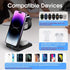 Earteana 3 in 1 Charger Station for iPhone, Fast Wireless Charging Dock for Apple Watch and Airpods, Dark Black