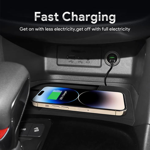 Wireless Phone Charging Pad for Chevrolet Equinox 2018-2023, Silicone Material, Dual Charging Ports, 15W Adapter