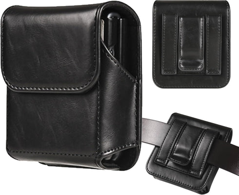 Shop Samsung Galaxy Z Flip 5/4/3 Holster Case, Leather Pouch with Belt Clip for Motorola Razr Plus - Black.