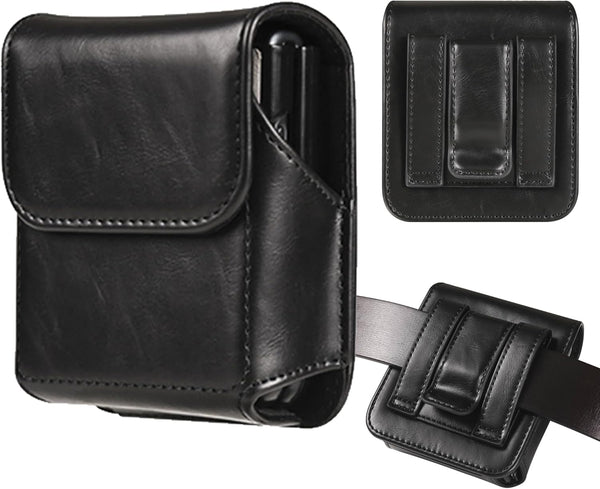 Shop Samsung Galaxy Z Flip 5/4/3 Holster Case, Leather Pouch with Belt Clip for Motorola Razr Plus - Black.