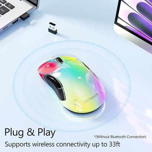 memzuoix 2.4G LED Wireless Mouse - Rechargeable Ergonomic Mouse with Detachable Cover, 1200 DPI
