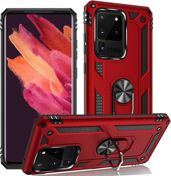 ADDIT Phone Case for Samsung S20 Ultra, Military Grade Heavy Duty Protection with Ring Holder Stand, Support Magnet Car