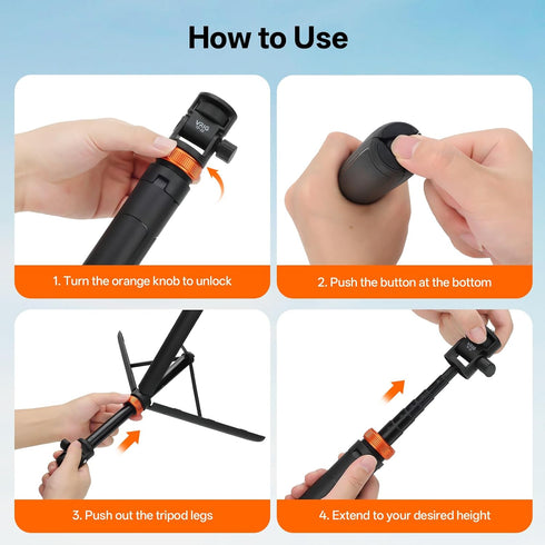 VRIG Select 63" Pocket4/3, 1/4" VRIG Extendable Camera Phone Tripod for DJI OSMO Portable Adjustable Photography Light
