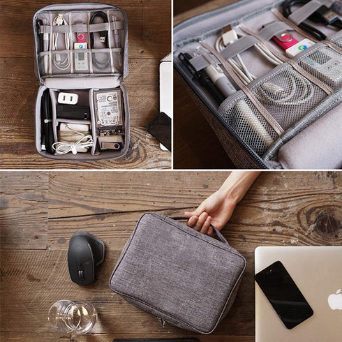 OrgaWise Electronics Organizer, Travel Cable Organizer Bag, Three-Layer for iPad Mini, Kindle, Hard Drives, Cables,