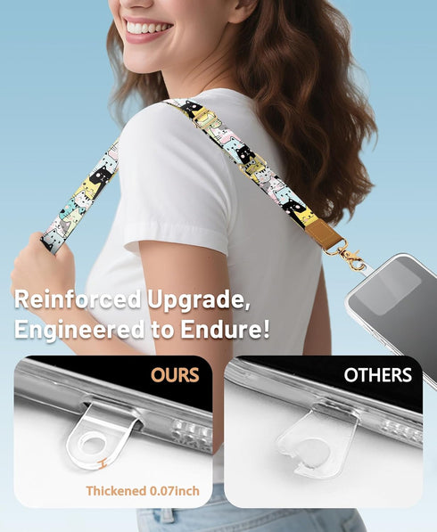 Yonlevres Phone Lanyard Crossbody Strap, Cute Cat Cell Phone Lanyards for around the Neck Wristlet Wrist Strap