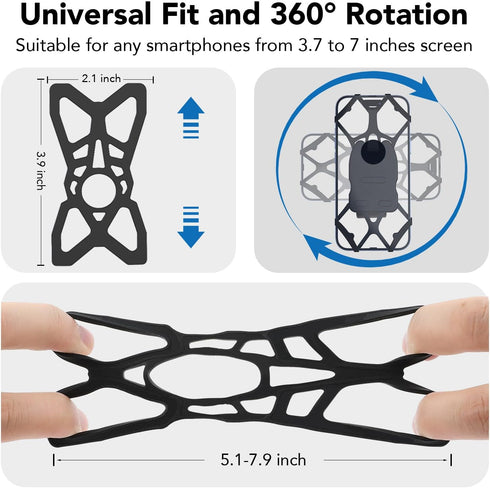Bike Phone Holder Socket Mount for Treadmill Handlebar, Motorcycles, Scooters, Compatible with Phones 3.7" to 7"