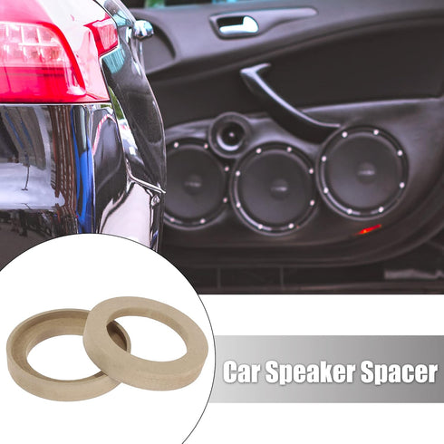X AUTOHAUX Pair Car Beige Speaker Spacer Ring Adaptor Brackets Mounting Spacer Recess Bezel Plate Wood 77mm ID for 3.5 Inch Speakers by X AUTOHAUX