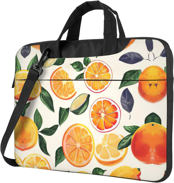 JIPOFD citrus fruit pattern Print Structured Laptop Bag Oxford Cloth Briefcase Padded Shoulder