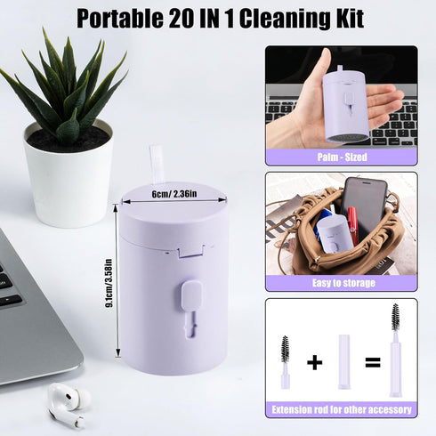 Laptop Phone Screen Cleaner Kit, 20-in-1 Electronic Device Clean Tool for iPhone, Macbook, iPad, Purple