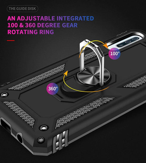 TJS Compatible Case for Samsung Galaxy A50 2019, with Tempered Glass Screen Protector and Kickstand