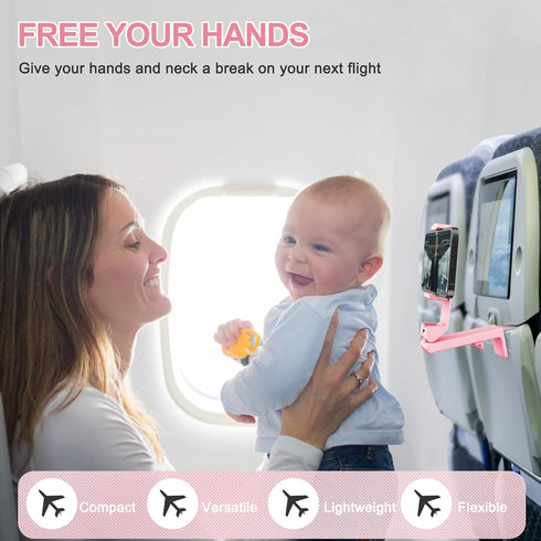 Perilogics Airplane Phone Holder Mount, Universal in Flight Hands Free Viewing with Multi-Directional Dual 360 Degree