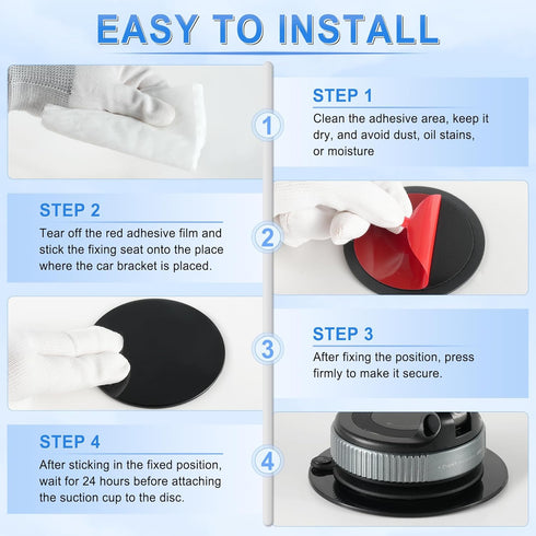LivTee 3PCS 3.15" Car Dashboard Pad for Suction Cup Phone Mounts & GPS Suction Mounts, Backed with Strong Adhesive pad