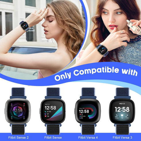 Sport Loop for Fitbit Versa 4/Sense 2/Versa 3/Sense, Soft Nylon Adjustable Breathable Replacement Wristband