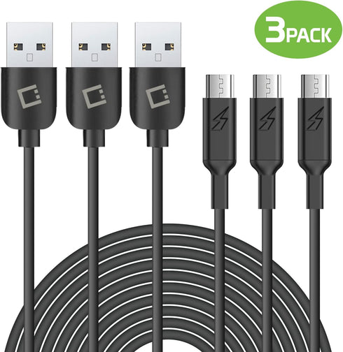 Cellet Micro USB 3.3 Feet Long Data Sync and Charge Cables Pack of 3 for Galaxy A6 S7 S6 Edge Note 5 LG K50S
