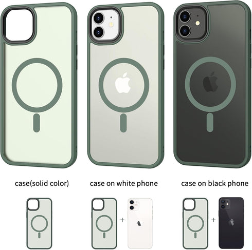 CACOE Magnetic Case for iPhone 12 & 12 Pro 2020, Compatible with MagSafe & Magnetic Car Phone Mount, Dark Green