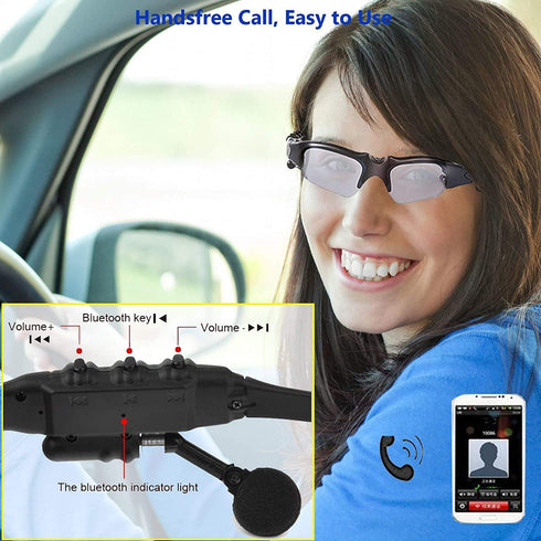 Wireless Bluetooth MP3 Sunglasses Polarized Lenses Music Sunglasses Stereo Headphone for iPhone Samsung Most Smartphone or PC (Black-Gray)
