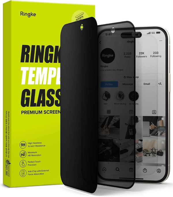 Ringke Privacy Glass for iPhone 15 Plus - Anti-spy Tempered Glass Screen Protector, Easy Install, Case Friendly,