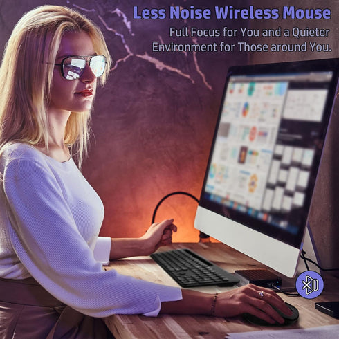 LeadsaiL Wireless Keyboard and Mouse Combo, Full-Sized Computer Keyboard Set with Phone Holder for Windows Laptop