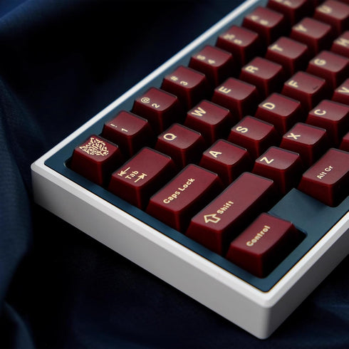 114 Keycaps Translucent Red Keycaps, Cherry Profile Doubleshot PBT Keycap Set for 61/64/87/104/108 Cherry MX Switches