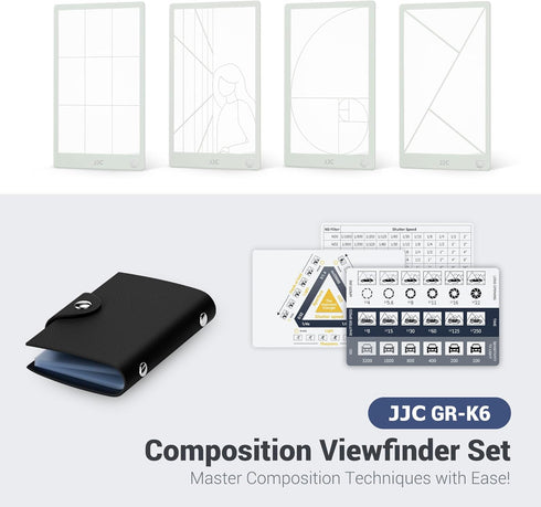 (11 Pcs) JJC Composition Viewfinder View Catcher Tool, Golden Ratio Fibonacci Spiral Rule of Thirds Leading Lines Card