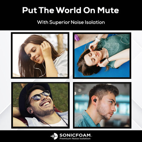 Premium Memory Foam Earbud Tips - 3 Pairs (S/M/L) for SF4 Earphones, Black, Noise Isolation Replacement Pack.