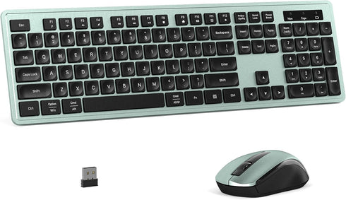 MPTOG Wireless Keyboard and Mouse Combo, Full-Size 104-Key Office Keyboard with 15 Function