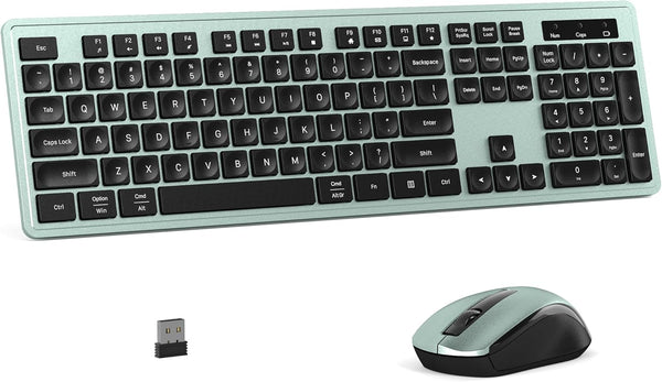 MPTOG Wireless Keyboard and Mouse Combo, Full-Size 104-Key Office Keyboard with 15 Function