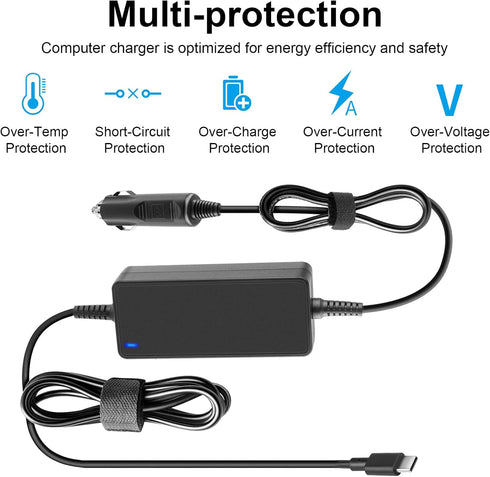 TREE.NB 65W 61W 45W USB C PD DC Vehicle Car Adapter Charger for Dell XPS 13 12 Lenovo HP Spectre 1013 G3 ASUS ZenBook Acer Samsung Type C
