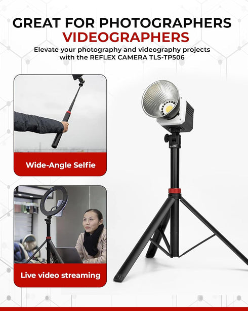 Reflex Camera 76" 190cm 1/4" 180 Lightweight Tripod Stand Extendable Aluminum up to in Height, Lightweight & Portable